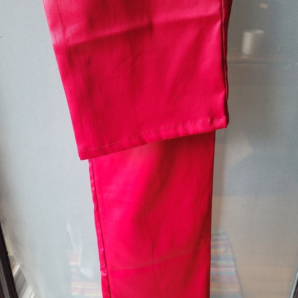 RARE BODYWAVES Women's Red Pants Faux Leather Size 5 Rise 9.5" - Picture 8 of 9